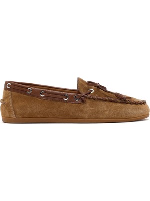 Derimod Kadın Taba Süet Deri Loafer 26PFD552510