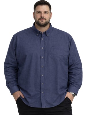 Battal Moda Battalmoda Erkek Büyük Beden Siyah Uzun Kollu Gömlek 3xl-4xl-5xl-6xl-7xl-8xl