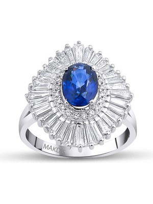 Makdis Pırlanta 2.95 Karat Baget Safir Pırlanta Yüzük