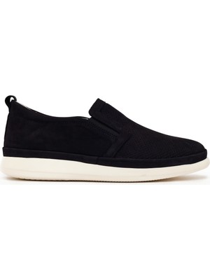 Derimod Erkek Siyah Kalın Tabanlı Nubuk Deri Konfor Loafer 26SFD6750V3