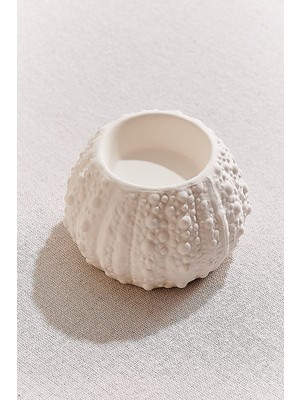 Paşabahçe Deniz Kestanesı Porselen Tealight Mumluk Beyaz - 1 Adet