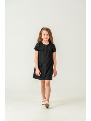 Jabber Kız Fiyonk Süslemeler Dokuma Elbise