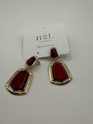 Net.Accessories Bordo-Gold Detay Küpe