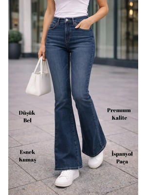 Cedy Denım Yüksek Kalite Kadın 5 Cep Düşük Bel Ispanyol Paça Skinnyfit Esnek Jean Pantolon C619