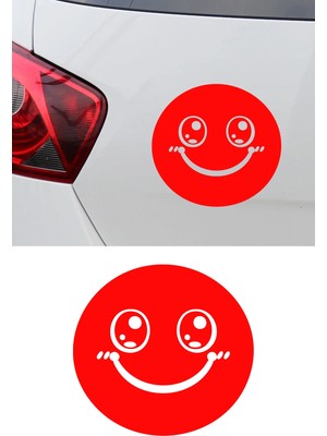 Mıgnatıs Şirin Emoji Sticker Araç Aksesuar - Tatlı Gülücük Emoji Sticker - Araba Oto Sticker 15X14CM