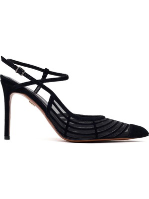 Derimod Kadın Siyah Bilekten Tokalı Yüksek Ince Topuklu Deri Ayakkabı 26PFD100114