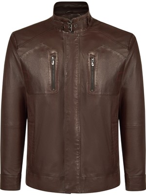 Derimod Dybala Erkek Kahverengi Hakim Yaka Deri Ceket 26SGD6597U3