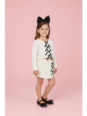 Le Mabelle Krem Fiyonk Detaylı Kız Çocuk Etek Ceket Takım - Silvana
