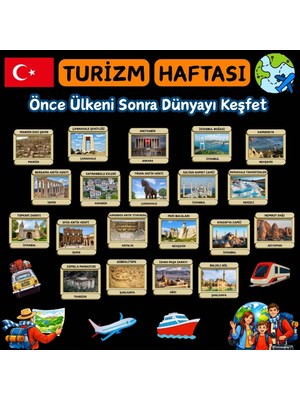 Ti Play Turizm Haftası Pano Süsü Figür Seti | Hazır Kesim Okul Sınıf Dekoru