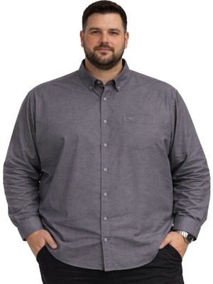 Battal Moda Battalmoda Erkek Büyük Beden Siyah Uzun Kollu Gömlek 3xl-4xl-5xl-6xl-7xl-8xl