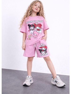 Cg Kids Kuromi ve My Melody Alt Üst Takım Süper Kalite Kumaş Sırt Baskılı