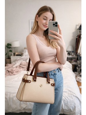 Miami Polo Clup Kadın Omuz Çantası Çok Bölmeli – Gold Detaylı Şık El ve Askılı Kadın Çanta