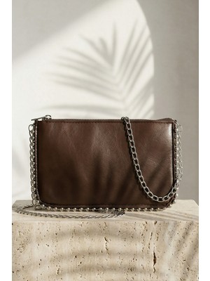 inStyle Zımba Detaylı Zincir Askılı Acı Kahve Kadın Çantası