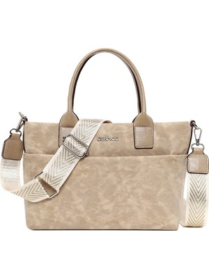 Derimod Kadın Krem Uzun Askılı Nubuk Kol Çantası 26SBD2106V3