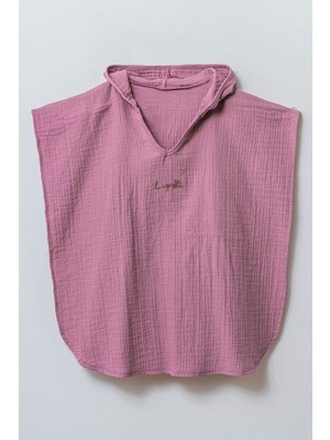 Beniizle Lyrax Kabartmalı Organik %100 Pamuk Müslin Kapüşonlu Plaj Havlusu Çocuk Bebek Pareo Panço