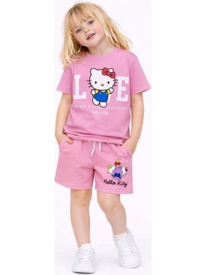Cg Kids Hello Kitty Kız Çocuk Tshirt&şort Alt Üst Takım Süper Kalite Kumaş Sırt Baskı Detay