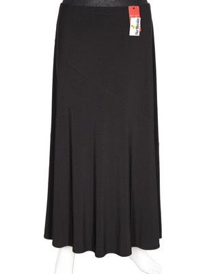 Hermevsim Hesna Kadın Bensu Büyük Beden Sandy Çapraz Astarsız Siyah Etek