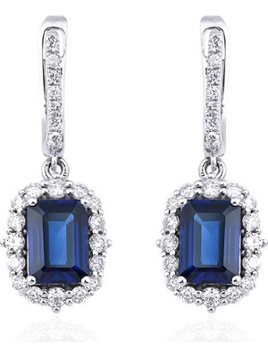 Makdis Pırlanta 3.05 Karat Safir Pırlanta Küpe