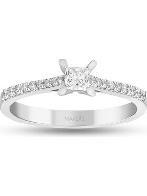 Makdis Pırlanta 0.45 Karat Prenses Tektaş Pırlanta Yüzük