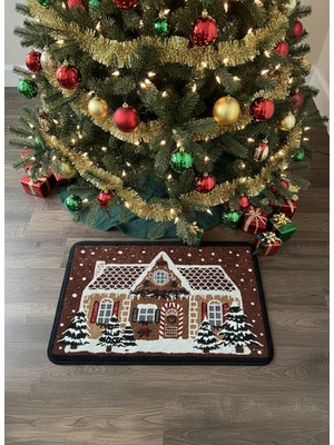 Brillant Yılbaşı Temalı Kapıönü Ağaç Altı Paspası Kahve (60X90)