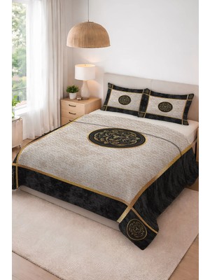 Dolce Mariee Parlak Kadife Kumaş Kapitoneli Çift Kişilik Yatak Örtüsü Seti (3 Parça) CKY0088