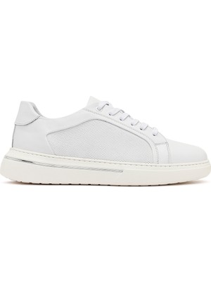 Derimod Erkek Beyaz Bağcıklı Kalın Tabanlı Deri Sneaker 26SFD660918