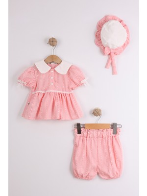 Joy Kids Kız Bebek Şapka Hediyeli Takım (9-24AY) (Pembe)