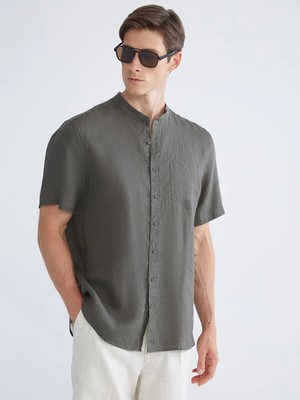 Lc Waikiki Yeni Sezon Regular Fit Hakim Yaka Kısa Kollu %100 Keten Erkek Gömlek