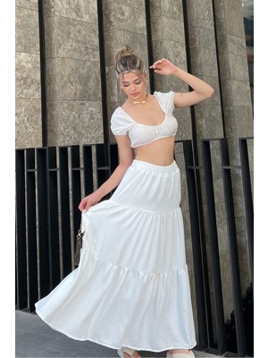 la & vetta Siyah Pileli Katlı Maxi Etek