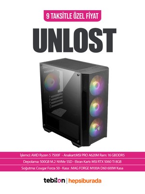 Amd Ryzen 7500F-MSI Rtx 5060TI 8gb -Msı A620-16GB-500GB Ssd-Oem Paket