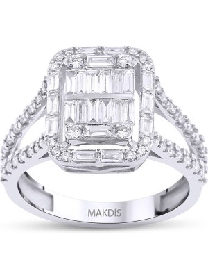 Makdis Pırlanta 0.90 Karat Baget Pırlanta Yüzük