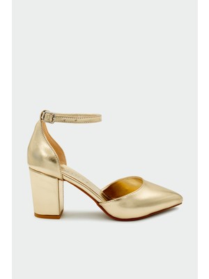 Laminta Vanessa Klasik Kadın Gold Topuklu Ayakkab