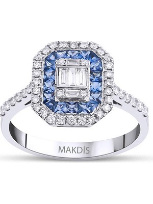 Makdis Pırlanta 0.80 Karat Baget Safir Pırlanta Yüzük