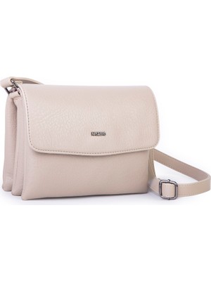 Nas Bag Kadın Çapraz Çanta Üç Bölmeli Kum Victoria