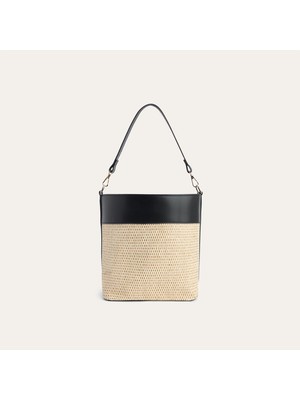 Mudo Hasır Görünümlü Bucket Omuz Çantası