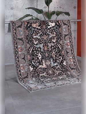 Apex Ambiance 2971 Siyah Sıcak Renk Tonlarını Etnik Desenler ile Buluşturan Yumuşak Tuşeli Makine Halısı