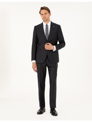 Pierre Cardin Erkek Antrasit Slim Fit Çizgili Yün Takım Elbise 50294258-VR006