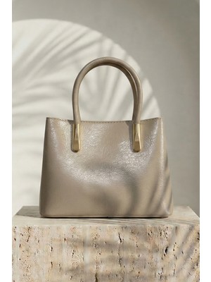 inStyle Gold Detaylı El ve Omuz Kadın Çanta Bej