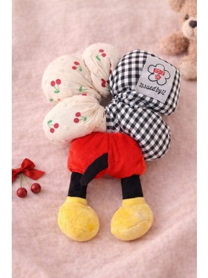 Mugusa Hediyelik Mickey Mouse Figürlü Sallanan Ayaklı Lastik Saç Tokası – Sevimli Çocuk Saç Aksesuarı - Siyah