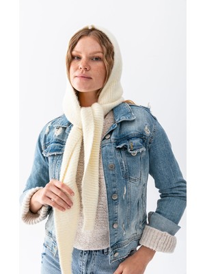 Wega Moda Soft Dokulu Bağlamalı Balaclava Kapşon Bere Kadın Kışlık Başlık Rahat Şık Kullanım