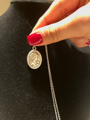 Vintage Takı Gümüş Kaplama Antik Çağ Anne Kız Figürlü Modern Kolye