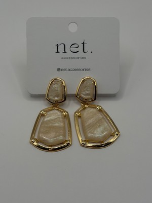Net.Accessories Krem-Gold Detay Küpe