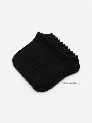 Melce Çorap 12'li Erkek Bambu Patik Çorap - Dikişsiz Rahat Burun Koku Yapmayan Yumuşak Dokulu
