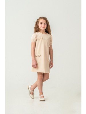 Jabber Kız Fiyonk Süslemeler Dokuma Elbise