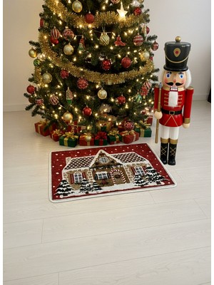 Brillant Yılbaşı Temalı Kapıönü Ağaç Altı Paspası Kırmızı (60X90)