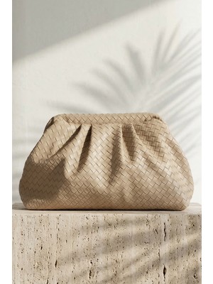 inStyle Örgü Desen Dokulu Taş Clutch Çanta