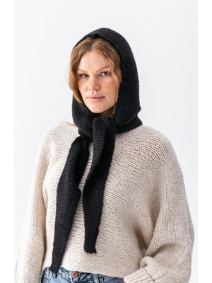 Wega Moda Soft Dokulu Bağlamalı Balaclava Kapşon Bere Kadın Kışlık Başlık Rahat Şık Kullanım