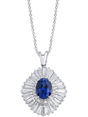 Makdis Pırlanta 2.85 Karat Baget Safir Pırlanta Kolye
