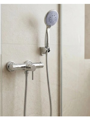 Oska Global Mavi 4 Fonksiyonlu El Duşu Başlığı Seti Spiral Hortum ve Duş Askısı