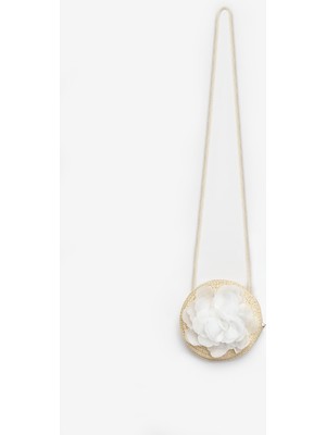 Le Mabelle Beyaz Gül Detaylı Kız Çocuk Hasır Çanta